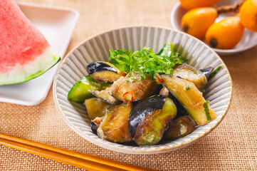 夏野菜の浅漬け　からし和え