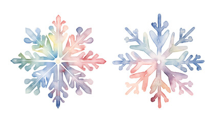 Snowflake, watercolor clipart illustration with isolated background.