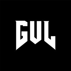 GUL letter logo design for technology company. GUL logo design black and white color combination. GUL logo, GUL vector, GUL design, GUL icon, GUL alphabet. GUL typography logo design.