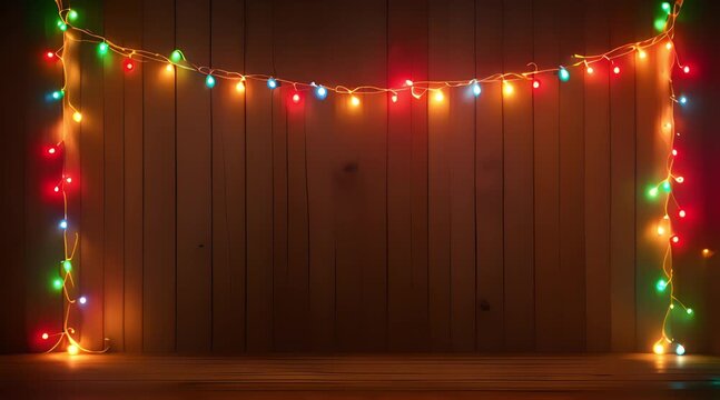 rustic style wooden pattern background with colorful light decoration, 4k graphic video animation, generated AI