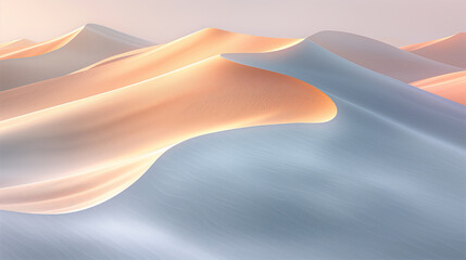 Serene Desert Sand Dunes with Soft Pastel Colors at Sunrise 