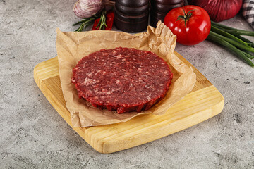 Raw beef burger cutlet minced meat