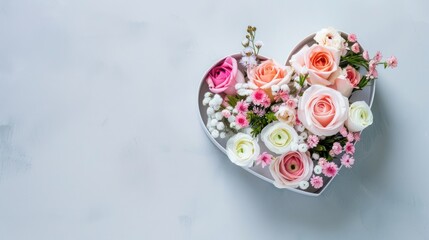 Heart-Shaped Bouquet of Pink and White Roses