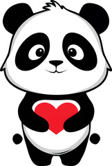 Cute Panda Cartoon Vector Icon Illustration On White Background