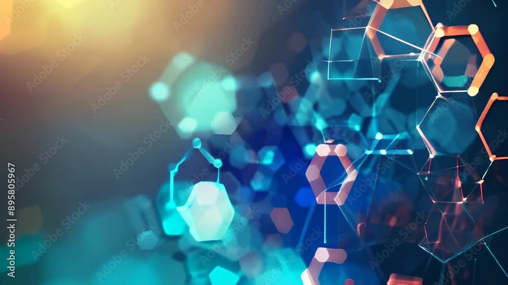 Aufkleber Abstract network background with glowing hexagonal shapes and bokeh effect. Futuristic and digital theme, ideal for technology and innovation concepts 