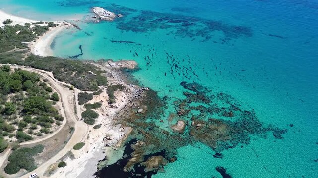 Scoglio Di Peppino, (Peppino's Rock) from the drone of Costa Rei,  Muravera, Sardinia