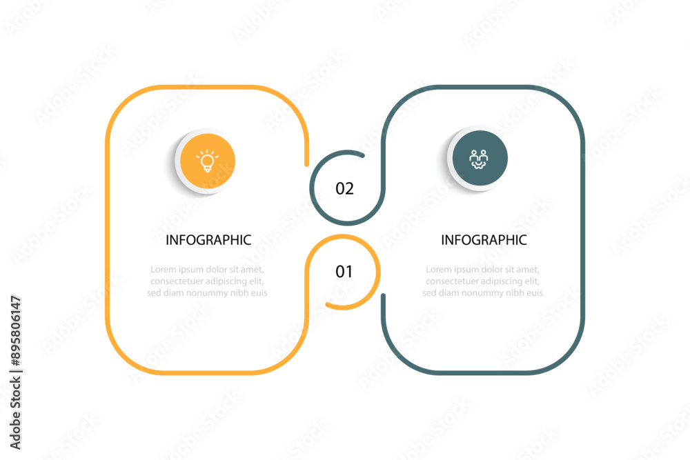 Aufkleber 2 step line infographic template vector element suitable for web presentation and business information
