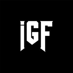 IGF letter logo design for technology company. IGF logo design black and white color combination. IGF logo, IGF vector, IGF design, IGF icon, IGF alphabet. IGF typography logo design.