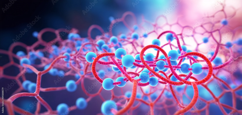 Wall mural Illustrative colored representation of an informational strand in genetic transcription and RNA polymerase