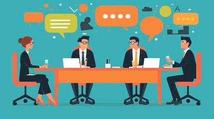 Business People Meeting for Conference Discussion: Gathering in an office for a corporate meeting, discussing strategies and ideas.