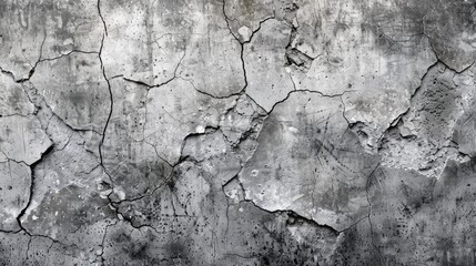 Obraz premium Cracked, dirty grey concrete wall background with text space.