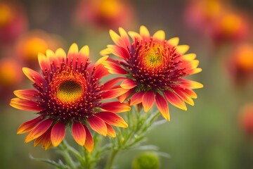 Indian blanket flower vibrant bokeh background, AI Generated