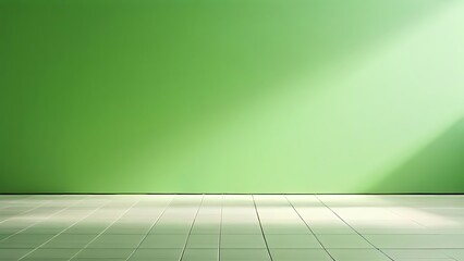 empty room with green wall and floor, and a spot light