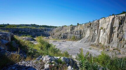 Large quarry beneath the clear blue sky