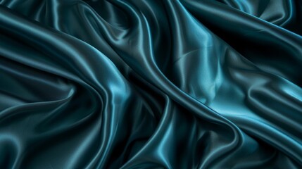 Fototapeta premium A dark teal satin material, with light reflecting off the smooth surface,