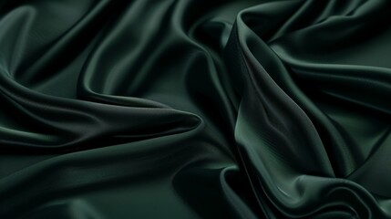 Obraz premium A dark green satin fabric with subtle texture, creating a rich and elegant background