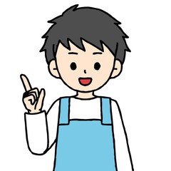 男性の保育士が指差しをしている