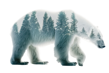 PNG  Polar bear forest double exposure