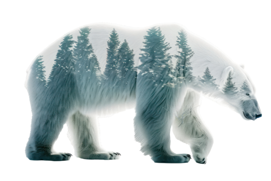 PNG  Polar bear forest double exposure