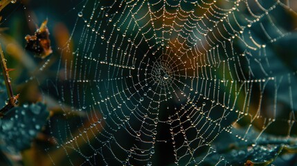 Fototapeta premium Dew Drops on a Spider Web