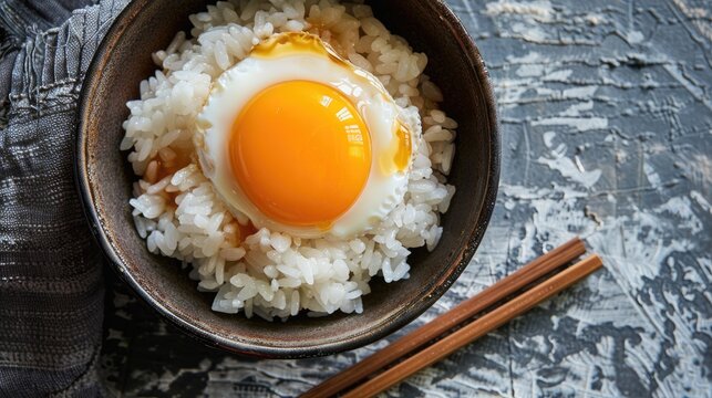 Enjoy a traditional Japanese breakfast with tamago kake gohan a delicious mix of raw egg and soy sauce over rice