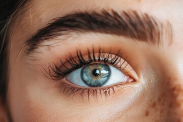 Obraz premium Close up of eye with eyelash extensions ,beauty salon treatment