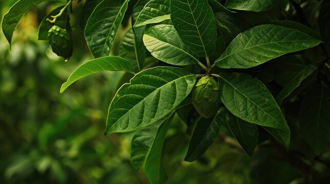 Sapindus mukorossi Fresh Green Leaves and Ripe Fruits