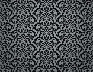 Flower geometric pattern. Seamless vector background. Gray and black ornament. Ornament for fabric, wallpaper, packaging. Decorative print