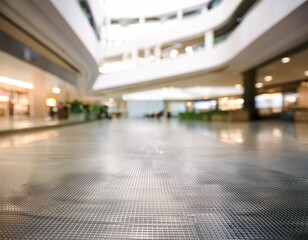 Blurred Abstract Background View Looking Out Toward Empty Outdoor Area from Shopping Mall