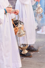 Botafumeiro with incense in a Holy Week, Córdoba, Andalusia, Spain.