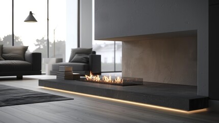 Contemporary Urban Corner Fireplace with Flames