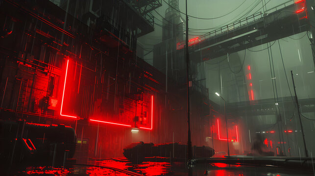Grim cyberpunk dystopia background illustration