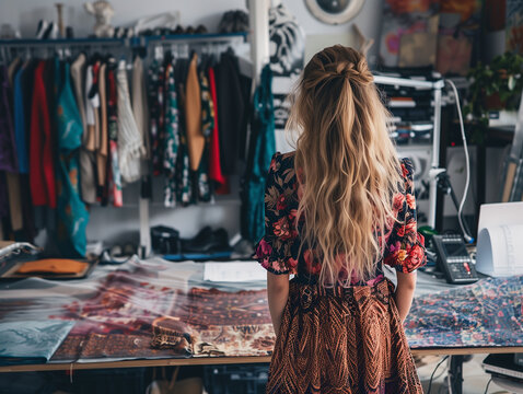 Fashion designer working on a new collection in a studio