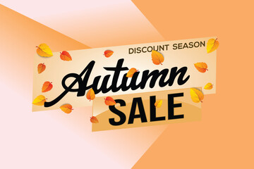 autumn sale word text concept icon logo sign symbol vector note mega shopping style for use landing page, template, social media, web, mobile app, poster, banner, flyer, background, gift card, coupon
