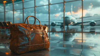 Awaiting Departure: A Leather Bag in the Airport