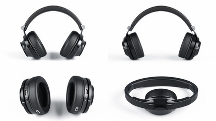 Fototapeta premium Close-up, low-key photograph of black headphones.