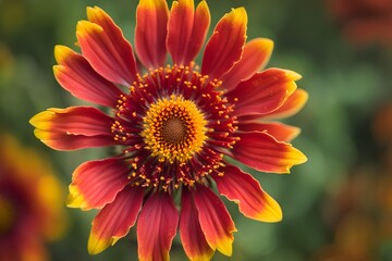 Indian blanket flower vibrant bokeh background, AI Generated