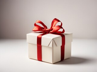 Obraz premium Gift box with red bow isolated on white background