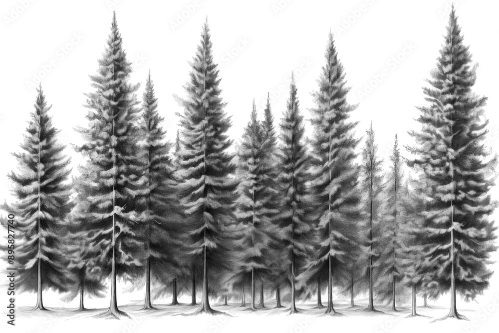 Sticker png pine trees drawing sketch plant.