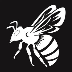 Silhouette of a queen bee on a black background