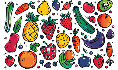 vegetable and fruits photo or illustrator on white background