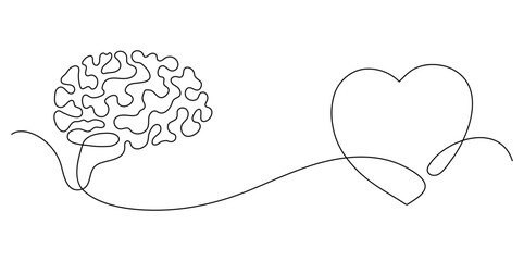 Сonnection between brain and heart. Relationship between mind and feelings.