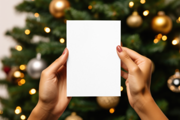 Christmas greeting card png mockup, transparent design
