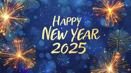 Happy New Year 2025 - Festive Fireworks Background Greeting Card Banner - Powered by Adobe