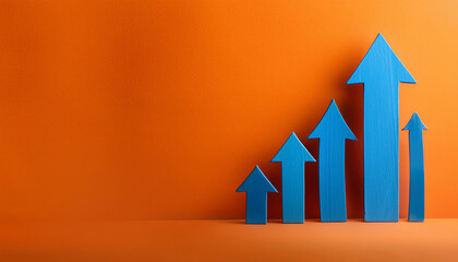 Blue Upward Arrows on an Orange Background