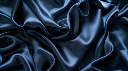 Obraz premium A midnight blue satin fabric with soft light accents, giving it a mysterious and luxurious feel