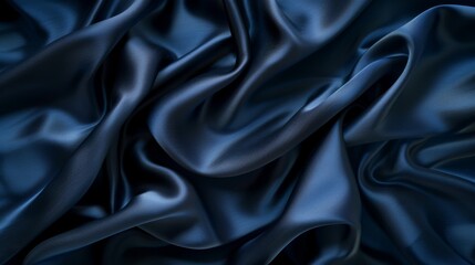 Obraz premium A midnight blue satin fabric with soft light accents, giving it a mysterious and luxurious feel