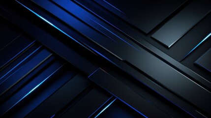 Striking Blue and Black Abstract Geometric Composition