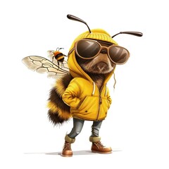 Bee Chic Casual animal fashion cartoon isolated whitebackground 16:9