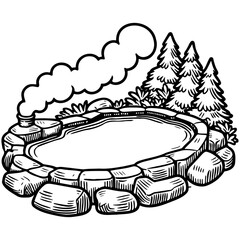 Onsen Pool Illustration.